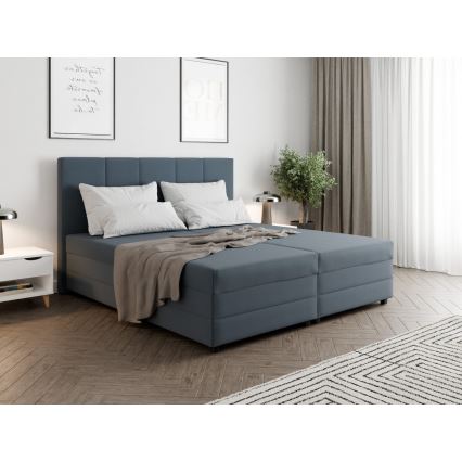 Cama estofada ISABEL 160x200 com colchão de molas e arrumação integrada, cinzenta