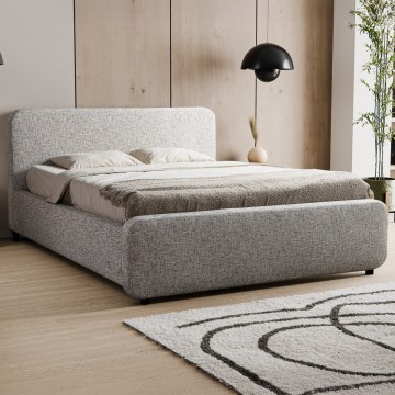 Cama estofada LAJLA 180x200 cm – sem colchão, bege
