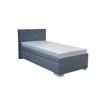 Cama estofada LANA 90x200 cm com compartimento de arrumação e colchão, azul