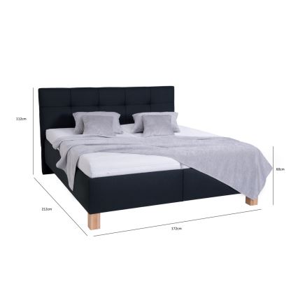 Cama estofada MARIA 160x200 cm com colchão e amplo espaço de arrumação, antracite