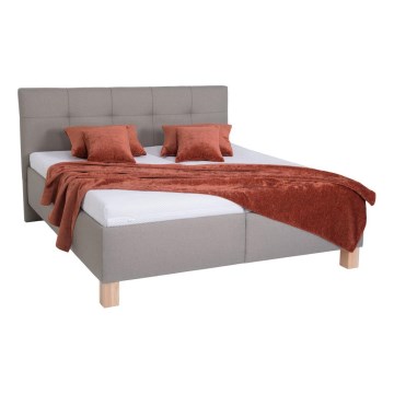 Cama estofada MARIA 160x200 cm com colchão e arrumação integrada, taupe