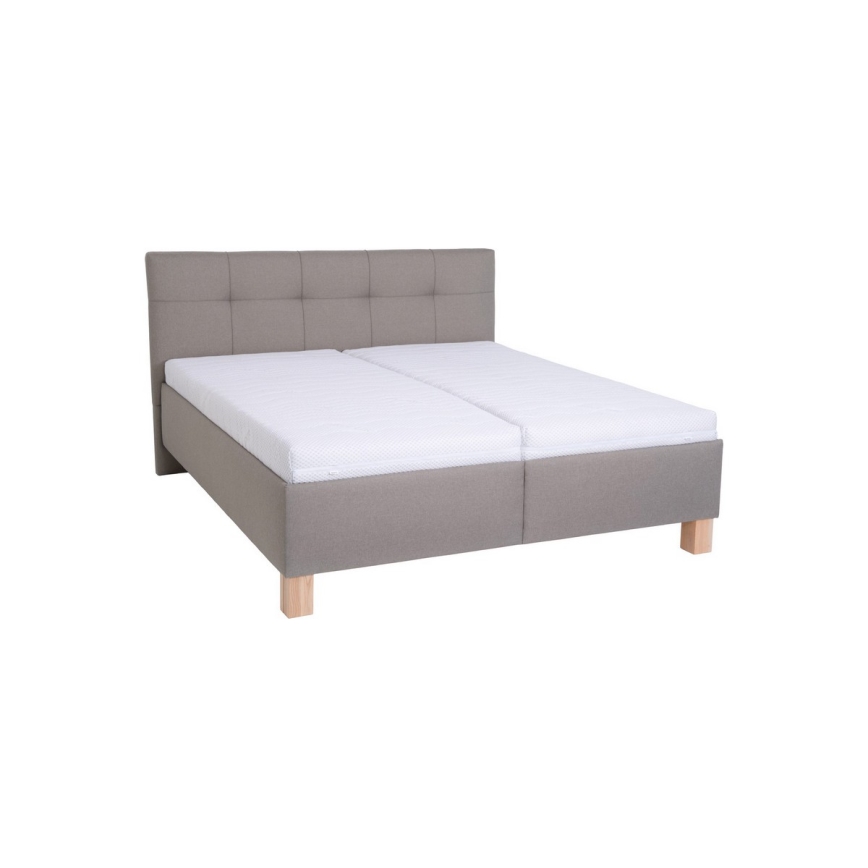 Cama estofada MARIA 160x200 cm com colchão e arrumação integrada, taupe