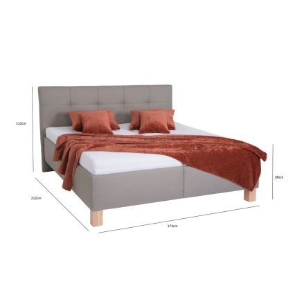 Cama estofada MARIA 160x200 cm com espaço de arrumação — sem colchão, taupe