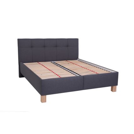 Cama estofada MARIA 180x200 cm com arrumação, sem colchão, cinzenta