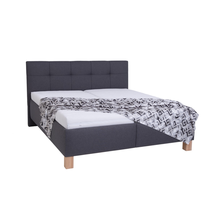 Cama estofada MARIA 180x200 cm com arrumação, sem colchão, cinzenta