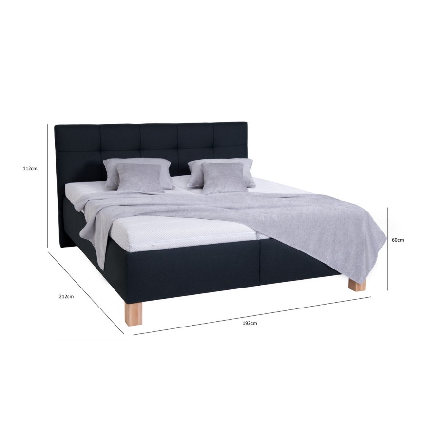 Cama estofada MARIA 180x200 cm com colchão e espaço de arrumação, antracite