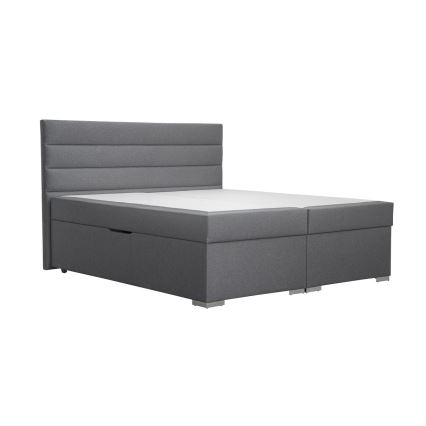 Cama estofada com arrumação e colchões com topper NEW BOLERO 160x200 cm, cinzenta