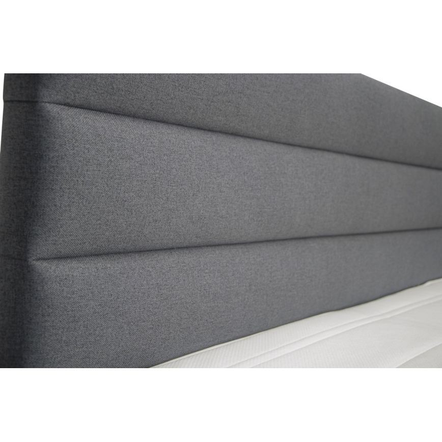 Cama estofada com espaço de arrumação e colchões com sobrecolchão NEW BOLERO 180x200 cm cinzenta