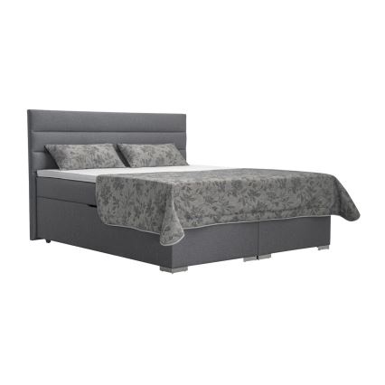 Cama estofada com espaço de arrumação e colchões com sobrecolchão NEW BOLERO 180x200 cm cinzenta