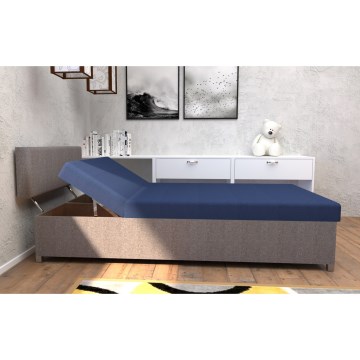Cama estofada reclinável com espaço de arrumação DALLAS 108x205 cm cinzento/azul