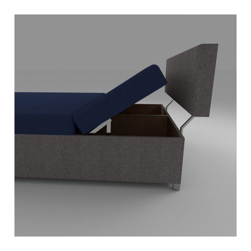 Cama estofada reclinável com espaço de arrumação DALLAS 108x205 cm cinzento/azul