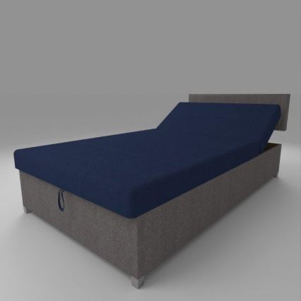 Cama estofada reclinável com espaço de arrumação DALLAS 108x205 cm cinzento/azul