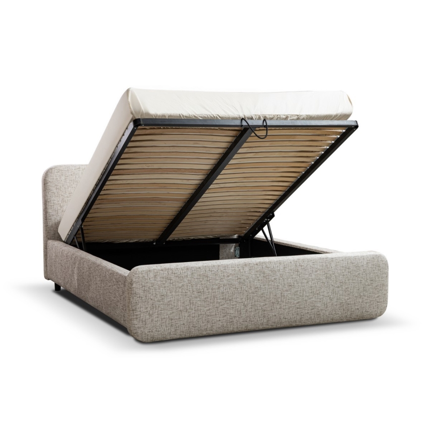 Cama estofada sem colchão LAJLA 160x200 cm bege