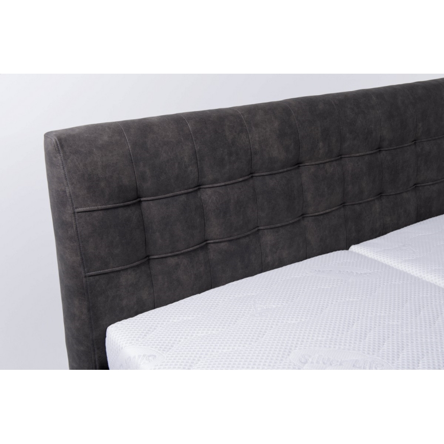 Cama estofada VIOLET 160 x 200 cm com colchão e espaço de arrumação integrado, cinzento escuro