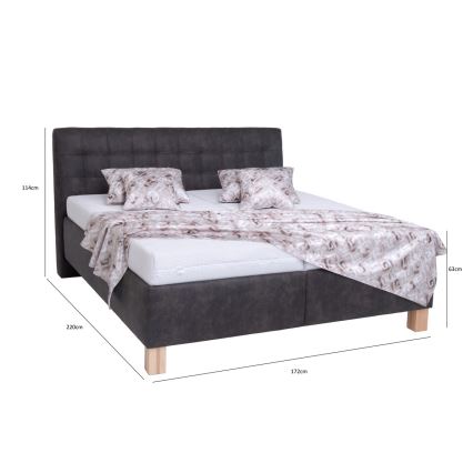Cama estofada VIOLET 160 x 200 cm com colchão e espaço de arrumação integrado, cinzento escuro