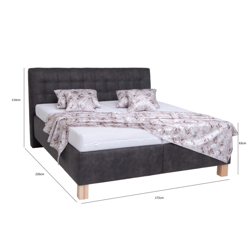 Cama estofada VIOLET 160 x 200 cm com colchão e espaço de arrumação integrado, cinzento escuro