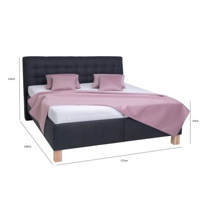 Cama estofada VIOLET 160x200 cm com colchão e espaço de arrumação, antracite