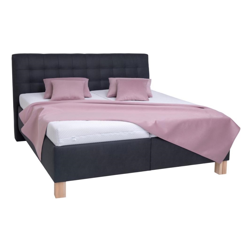 Cama estofada VIOLET 180x200 cm com colchão e espaço de arrumação, antracite