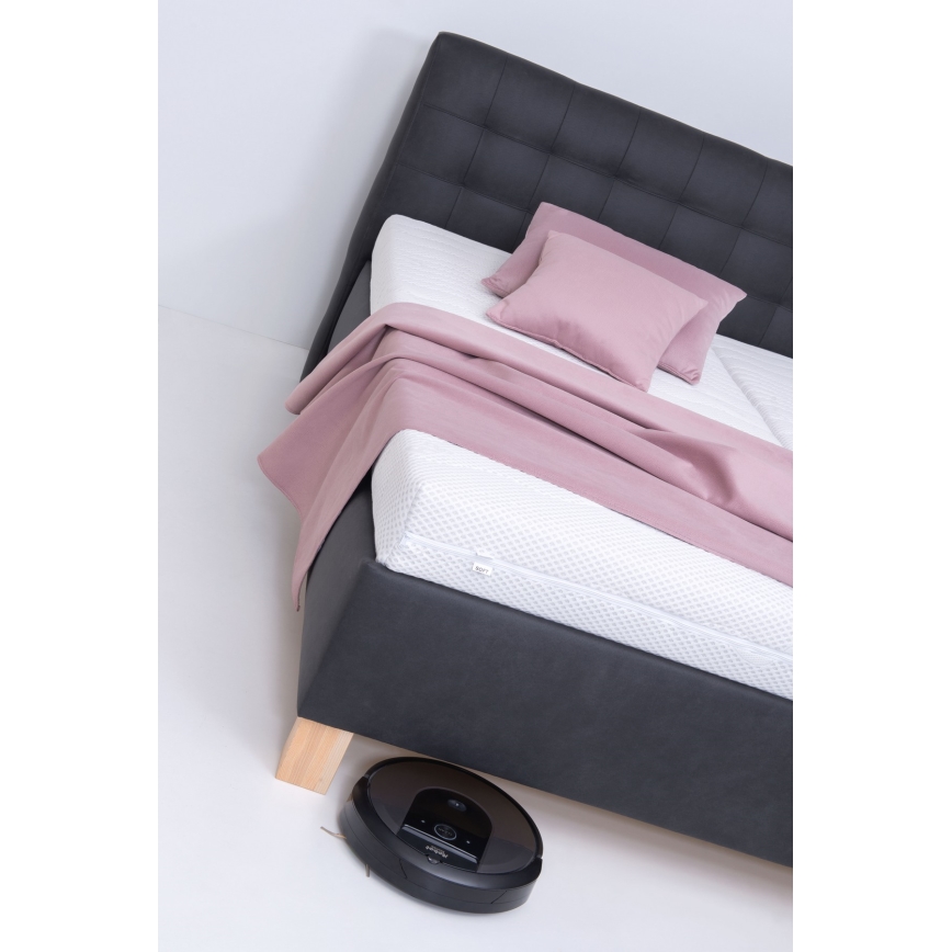 Cama estofada VIOLET 180x200 cm com colchão e espaço de arrumação, antracite