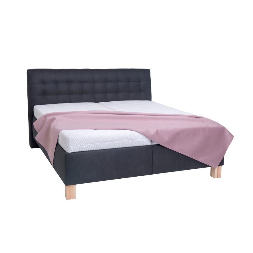 Cama estofada VIOLET 180x200 cm com colchão e espaço de arrumação, antracite