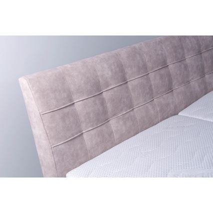 Cama estofada VIOLET 180x200 cm com colchão e espaço de arrumação bege