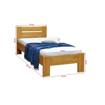 Cama individual AMBER 90x200 cm nogueira clara