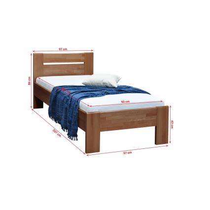 Cama individual AMBER 90x200 cm — cor ameixa