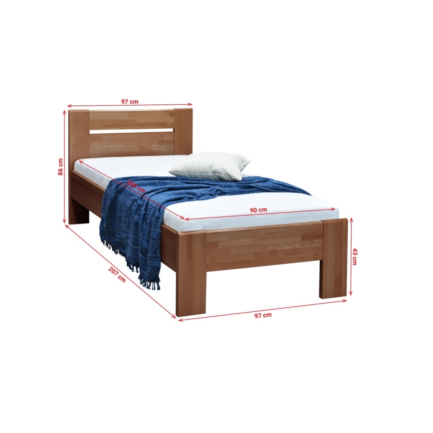 Cama individual AMBER 90x200 cm — cor ameixa