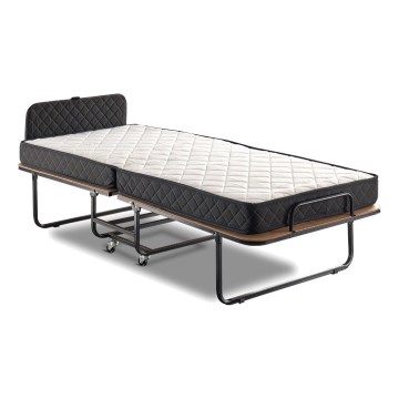 Cama individual dobrável em metal com colchão HERON 90x204 cm, branca