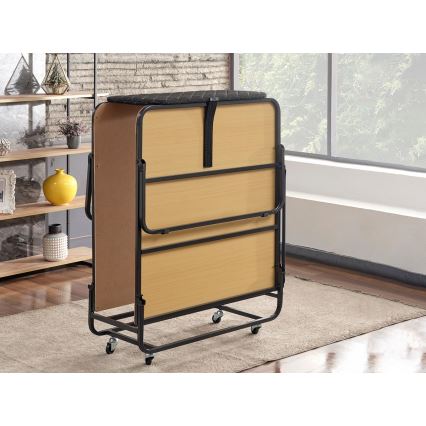 Cama individual dobrável em metal com colchão HERON 90x204 cm, branca