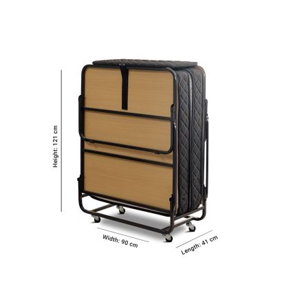 Cama individual dobrável em metal com colchão HERON 90x204 cm, branca