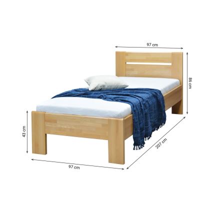 Cama individual em madeira maciça AMBER 90x200 cm, faia