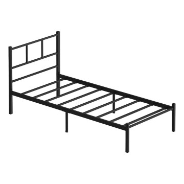 Cama individual em metal ROVAN 90x200 cm preta, capacidade de carga 120 kg