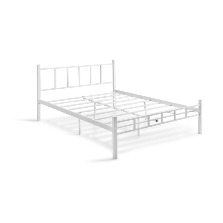 Cama metálica de casal ORMEL 160x200 cm, branca, suporta até 200 kg