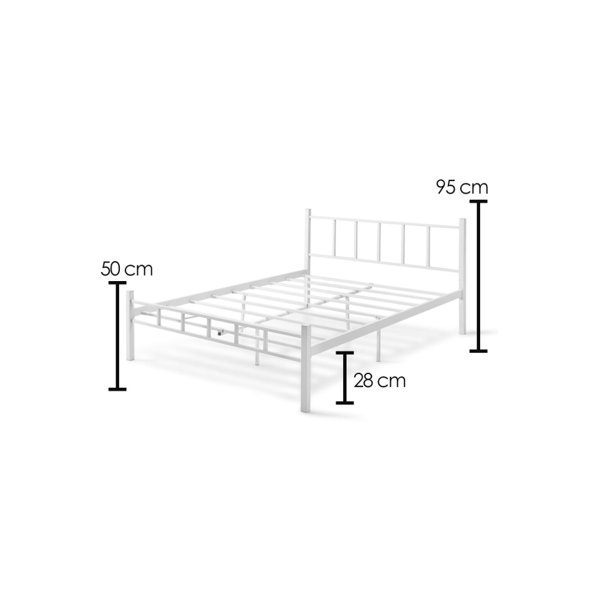 Cama metálica de casal ORMEL 160x200 cm, branca, suporta até 200 kg