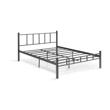Cama metálica de casal ORMEL 160x200 cm, preta — suporta até 200 kg
