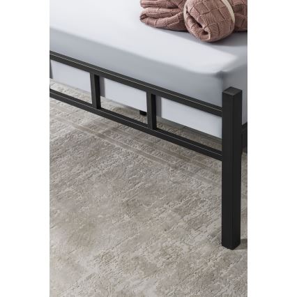 Cama metálica de casal ORMEL 160x200 cm, preta — suporta até 200 kg