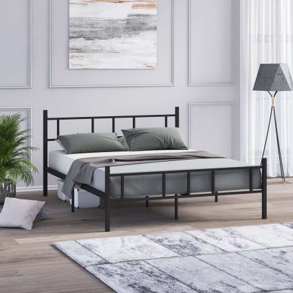 Cama metálica de casal PIRON 120x200 cm preta, capacidade de carga 120 kg