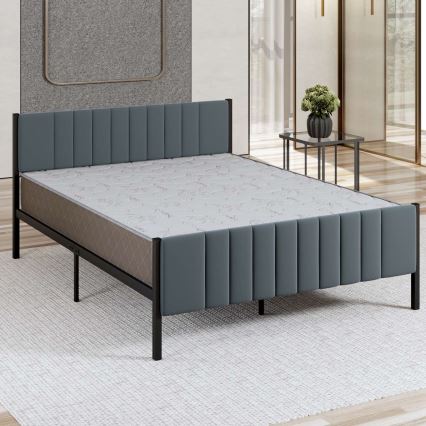 Cama metálica LUNOR para casal 120x200 cm, cor antracite, capacidade de carga 120 kg