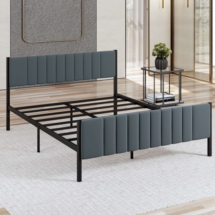 Cama metálica LUNOR para casal 120x200 cm, cor antracite, capacidade de carga 120 kg