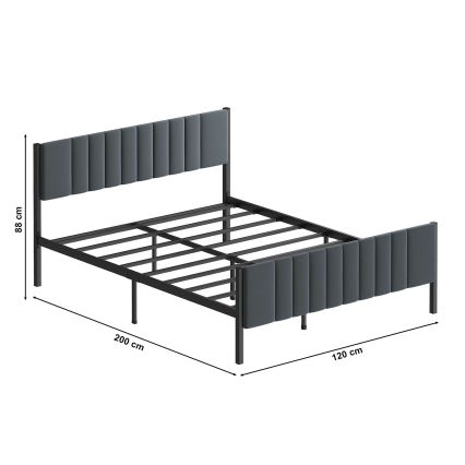 Cama metálica LUNOR para casal 120x200 cm, cor antracite, capacidade de carga 120 kg
