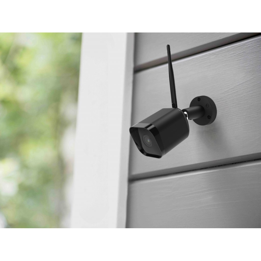 Câmara exterior inteligente com sensor Full HD 1080p 12V IP65 Wi-Fi Tuya preta