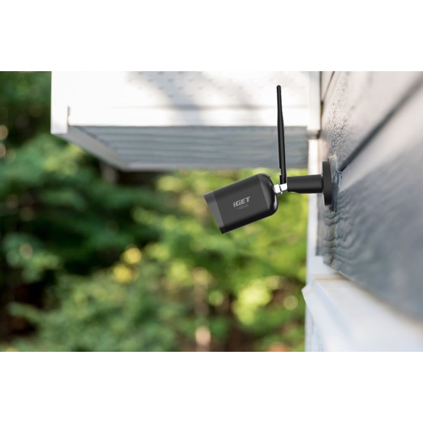 Câmara exterior inteligente com sensor Full HD 1080p 12V IP65 Wi-Fi Tuya preta