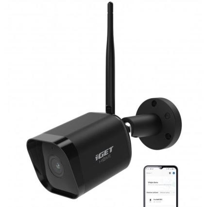 Câmara exterior inteligente com sensor Full HD 1080p 12V IP65 Wi-Fi Tuya preta
