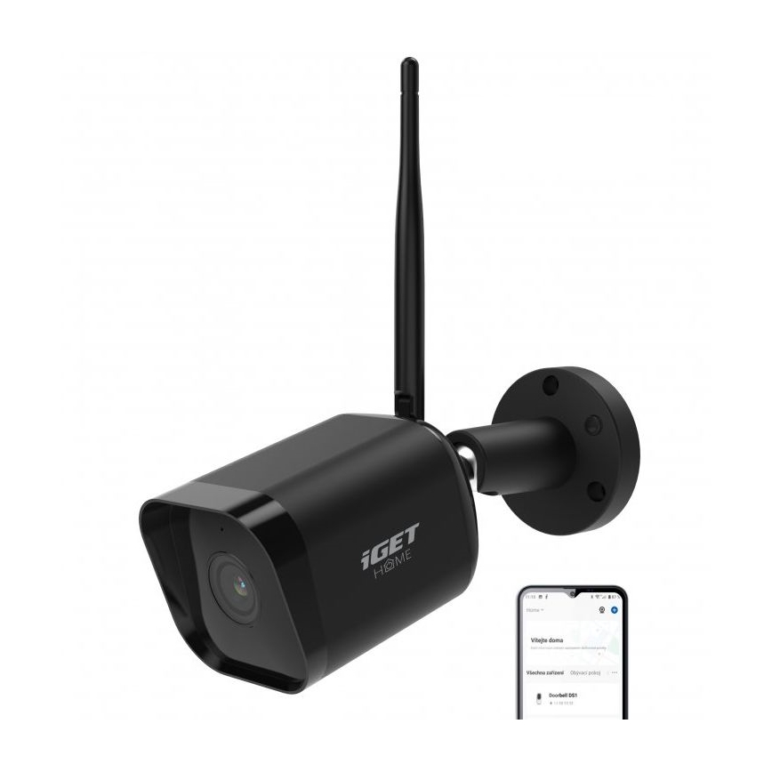 Câmara exterior inteligente com sensor Full HD 1080p 12V IP65 Wi-Fi Tuya preta