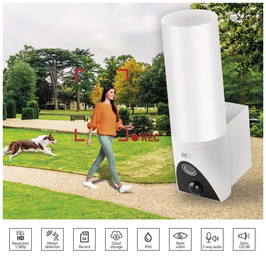 Câmara exterior LED inteligente com iluminação GoSmart LED/12W/230V IP65 Wi-Fi Tuya branco