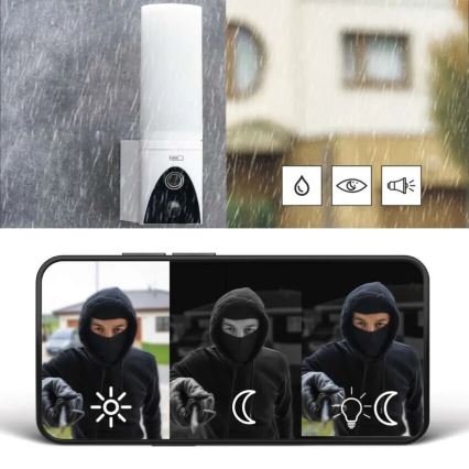 Câmara exterior LED inteligente com iluminação GoSmart LED/12W/230V IP65 Wi-Fi Tuya branco