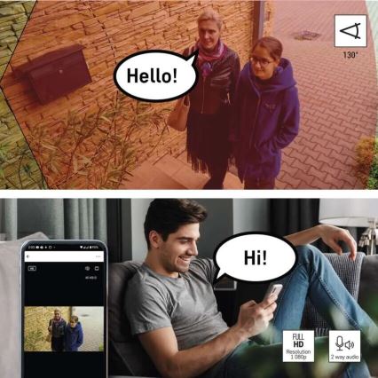 Câmara exterior LED inteligente com iluminação GoSmart LED/12W/230V IP65 Wi-Fi Tuya branco