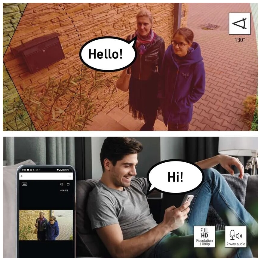 Câmara exterior LED inteligente com iluminação GoSmart LED/12W/230V IP65 Wi-Fi Tuya branco