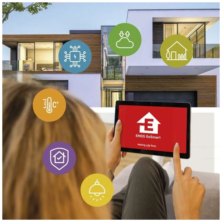 Câmara exterior LED inteligente com iluminação GoSmart LED/12W/230V IP65 Wi-Fi Tuya branco